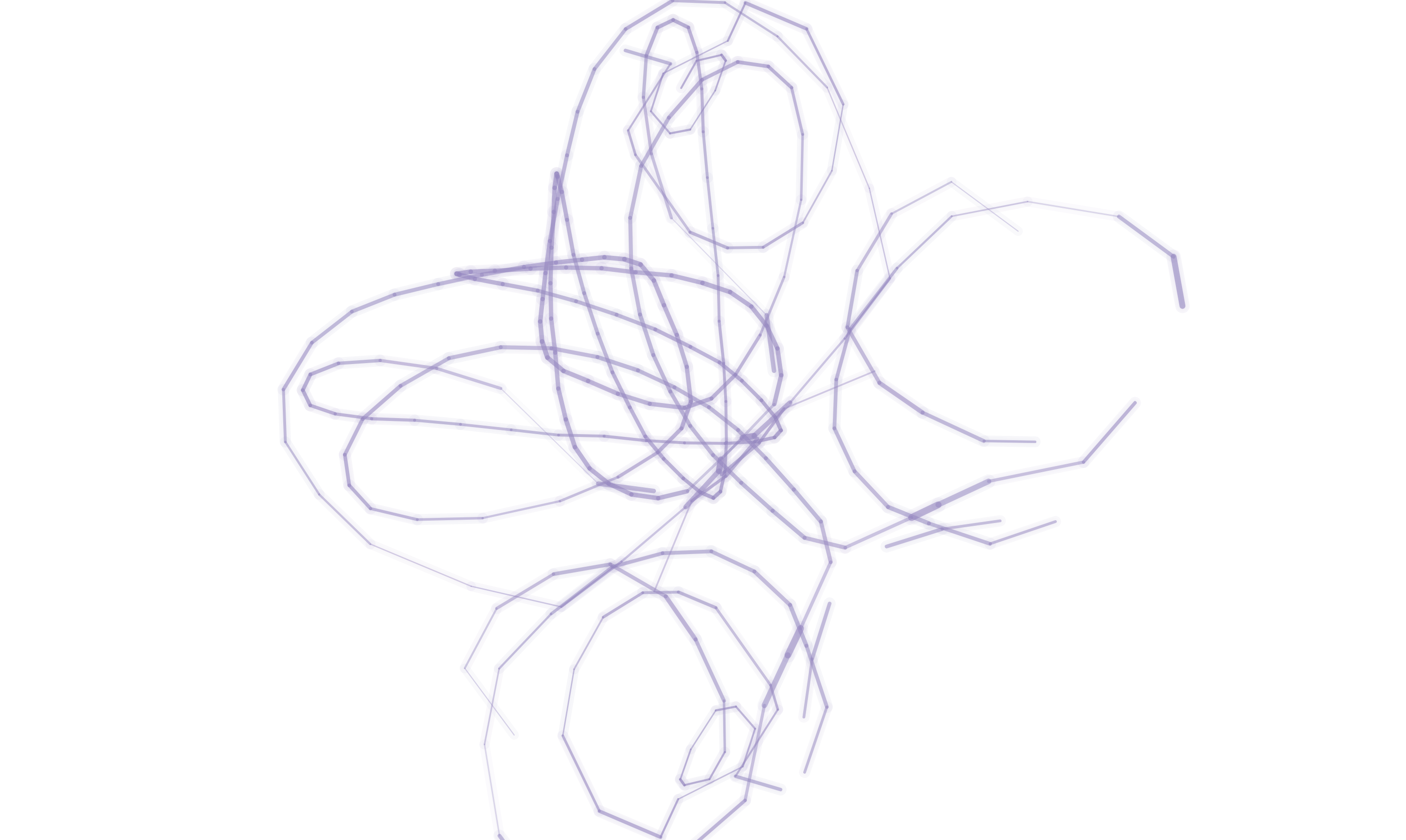 Clarion output, lavender organic cluster on black